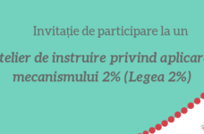 Invitație de participare la un atelier de instruire privind aplicarea mecanismului 2% (Legea 2%)